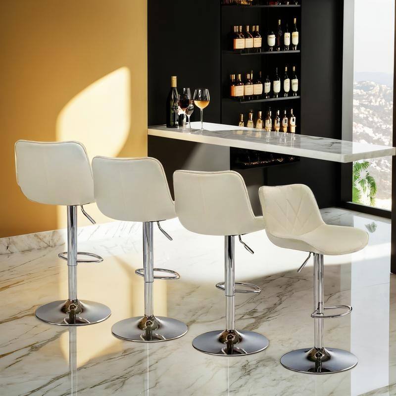 Adjustable Swivel Counter Height Bar Stool Set of 6 - Set of 4 - Cream
