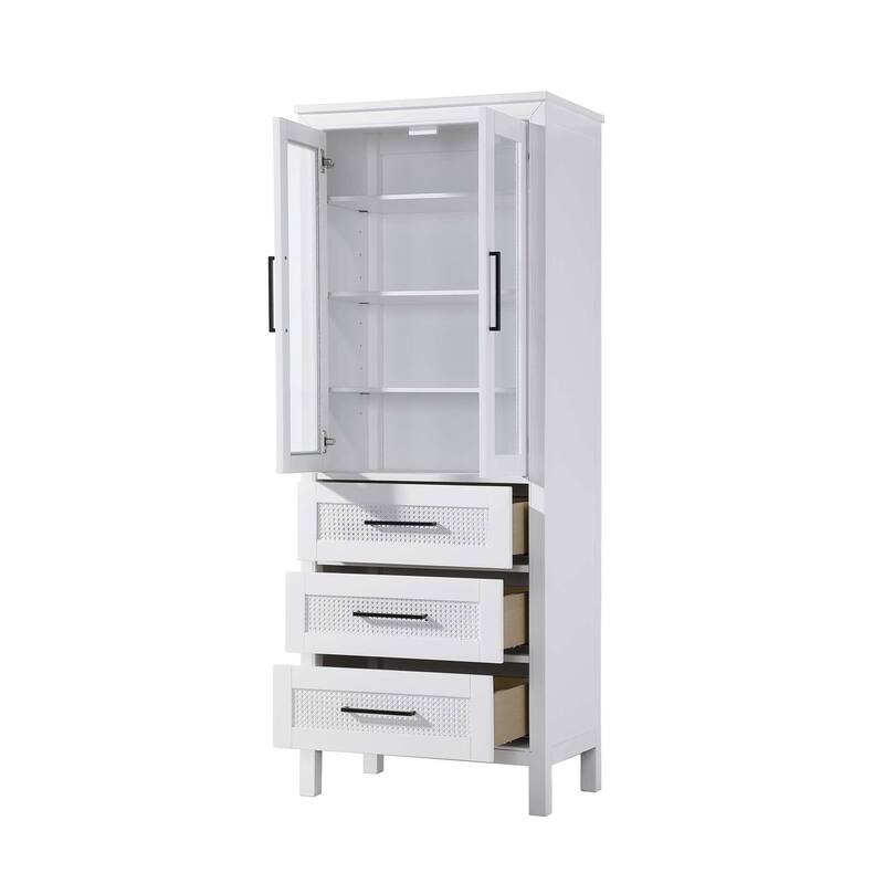 Winslow 16-28 Inch Bath Storage Glass Cabinet