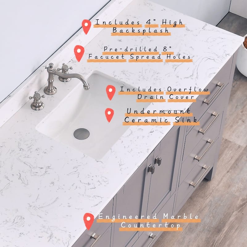 Prismosaic 54 inch Bathroom Vanity Set in Lunar Gray