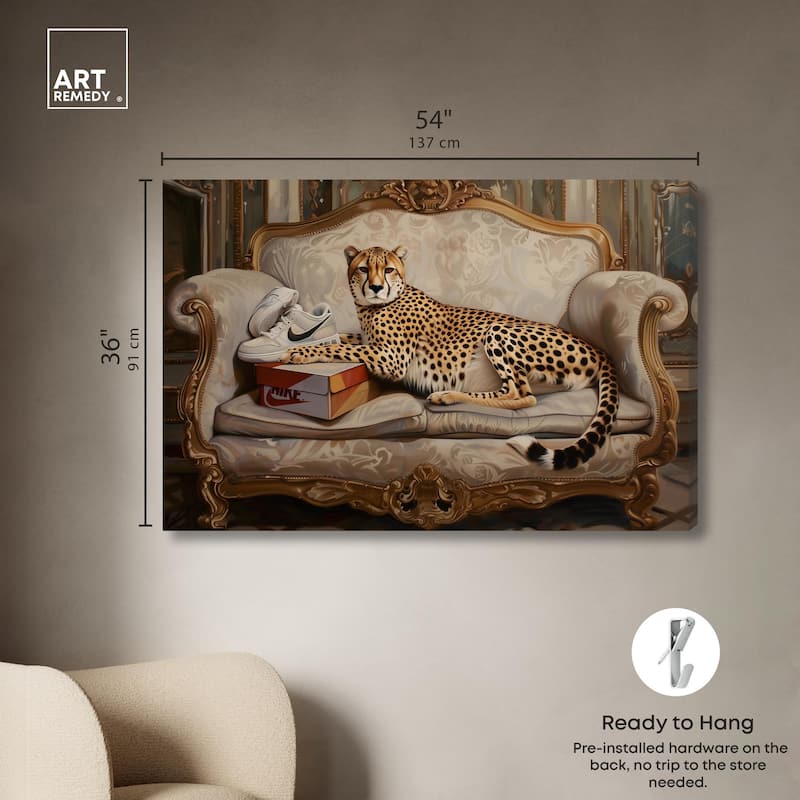 Lounging Sneaker Cheetah Canvas by Art Remedy, Gallery Wrapped