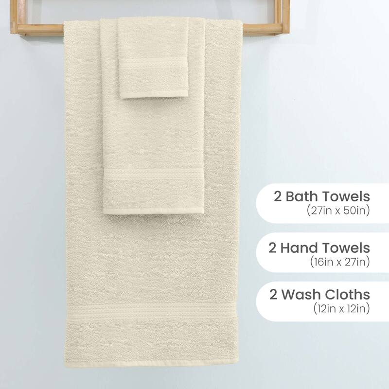 Superior Miami 100% Cotton 6-Piece Towel Set - Lightweight & Quick Drying