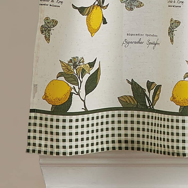Curtainworks Vintage Lemon 3-piece Kitchen Curtain Tier and Valance Set - 1-Valance And 2-36" Tiers