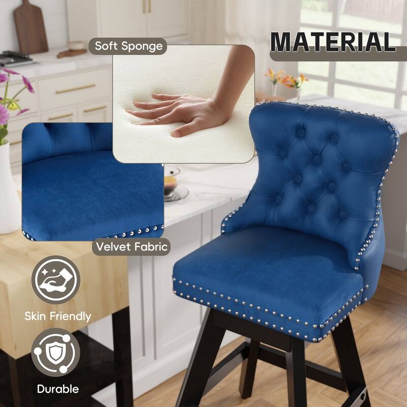 Swivel Velvet Leisure Style Bar stools Set of 8