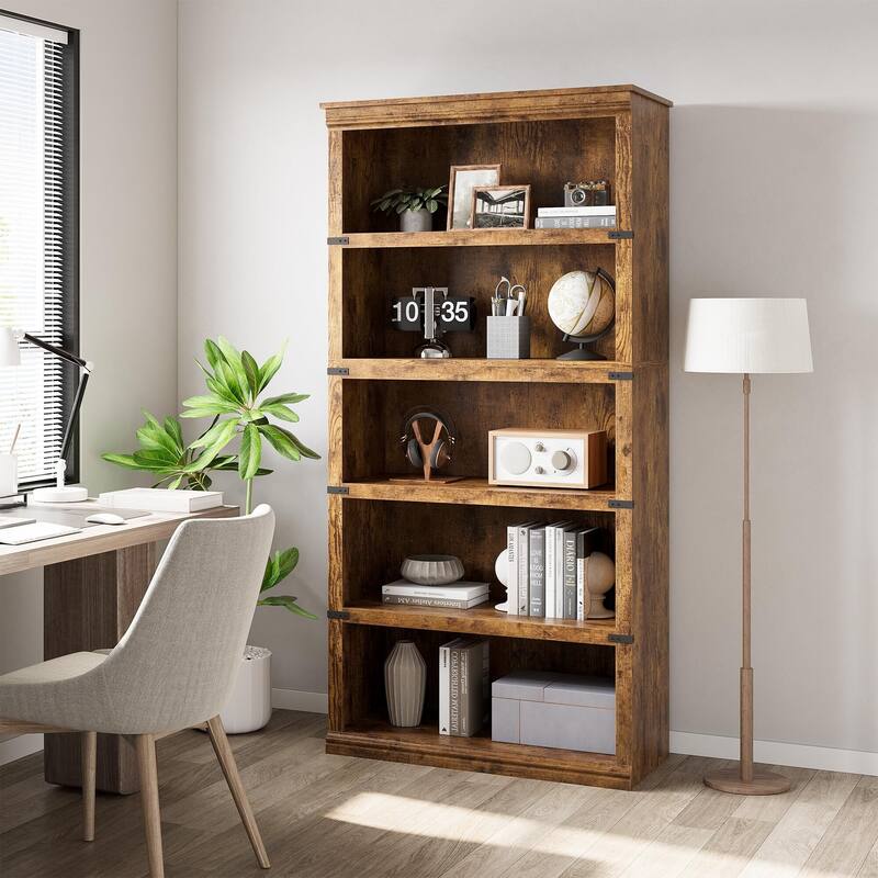 5 Tier Bookcase Modern Farmhouse Book Shelf