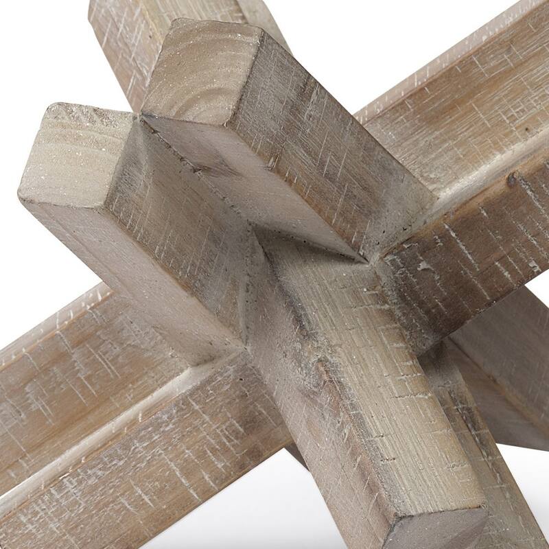 HomeRoots 6" Brown Solid Wood Abstract Geometric Tabletop Sculpture