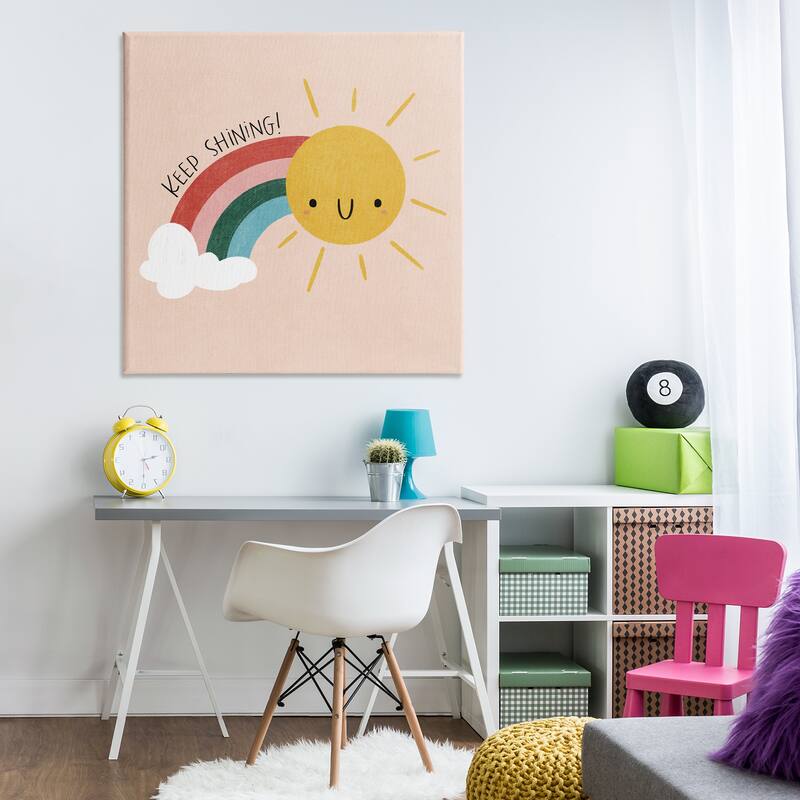 Stupell Keep Shining Inspirational Rainbow Canvas Wall Art Design By Sarah Hickman