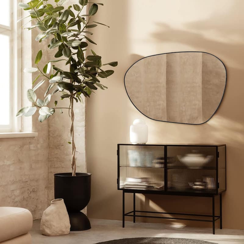 TEHOME Bertlinde wall mirror irregular shaped mirror for living room - 40" x 30" - Black