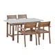 preview thumbnail 13 of 15, Roomfitters Farmhouse 5-Piece Outdoor Dining Set for 4, 59-Inch Rectangular Table, Umbrella Hole, Acacia