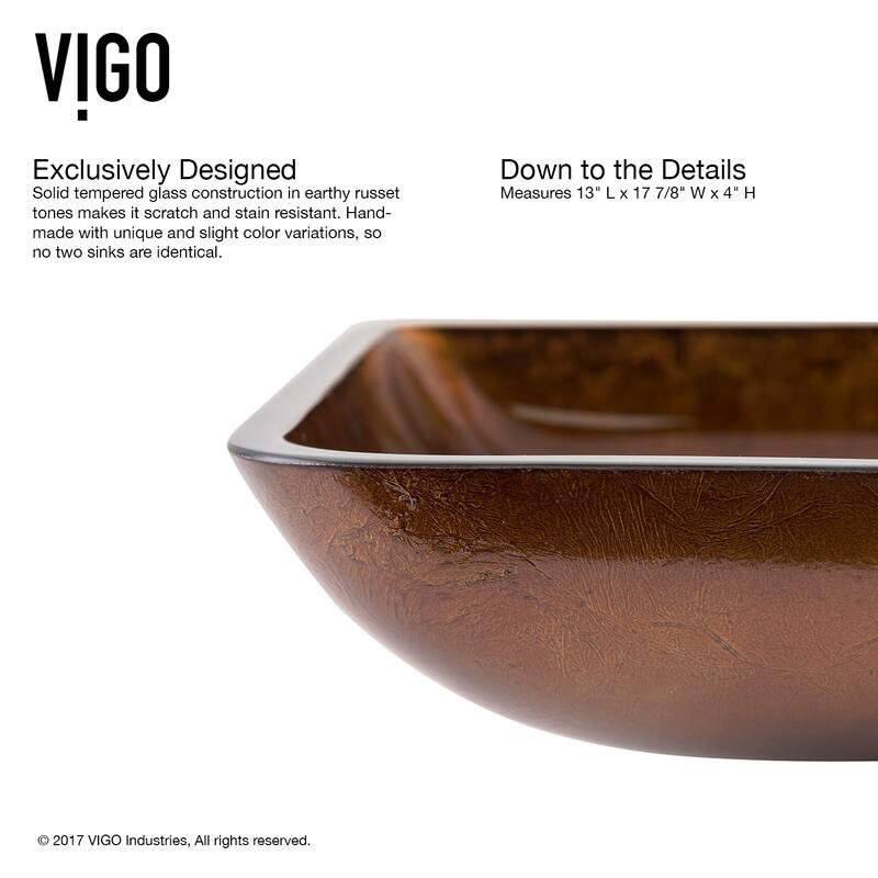 VIGO Donatello 18"L x 13"W Glass Vessel Sink and Niko 11"H Faucet Set