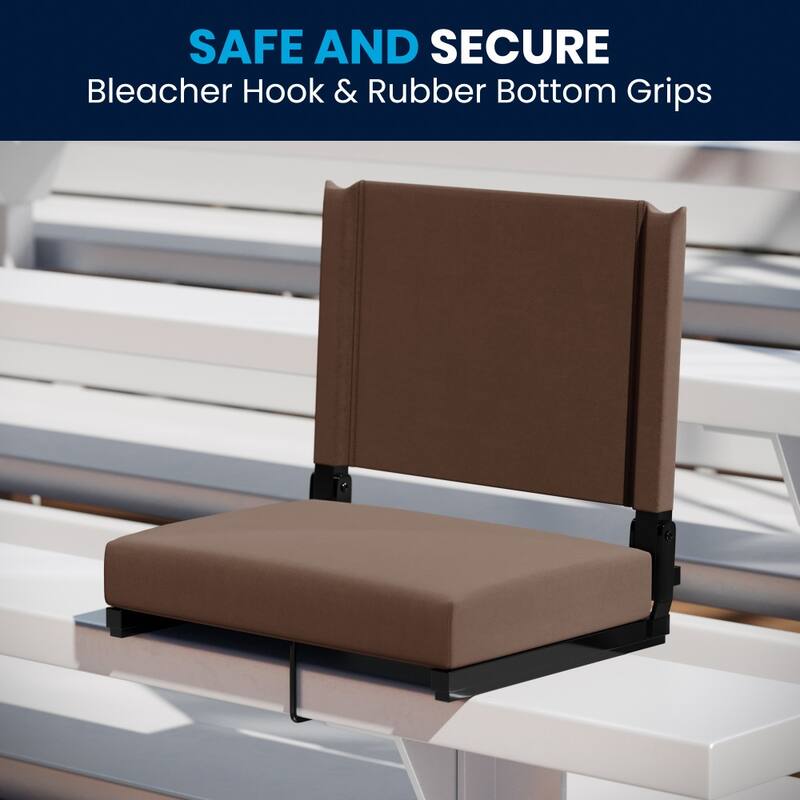 Padded Stadium Chairs with Handles and Bleacher Hooks (Set of 2) - 14"D x 18"W x 18"H