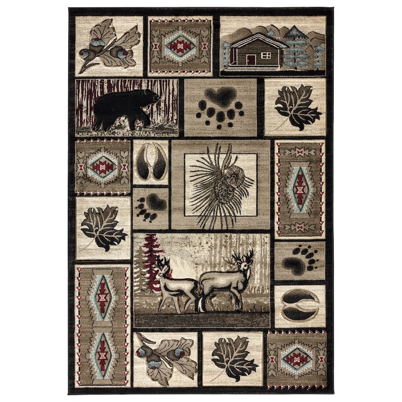 Wildlife Collection Area Rug - 7'11" Round - Black