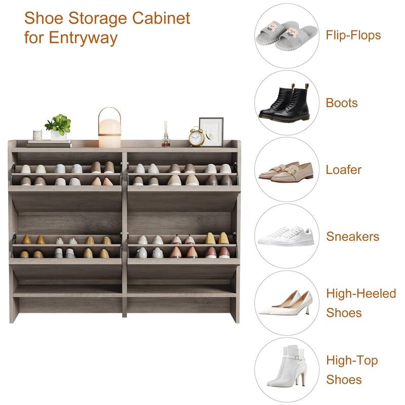 Drawer Wooden Shoe Cabinet with Adjustable Shelves