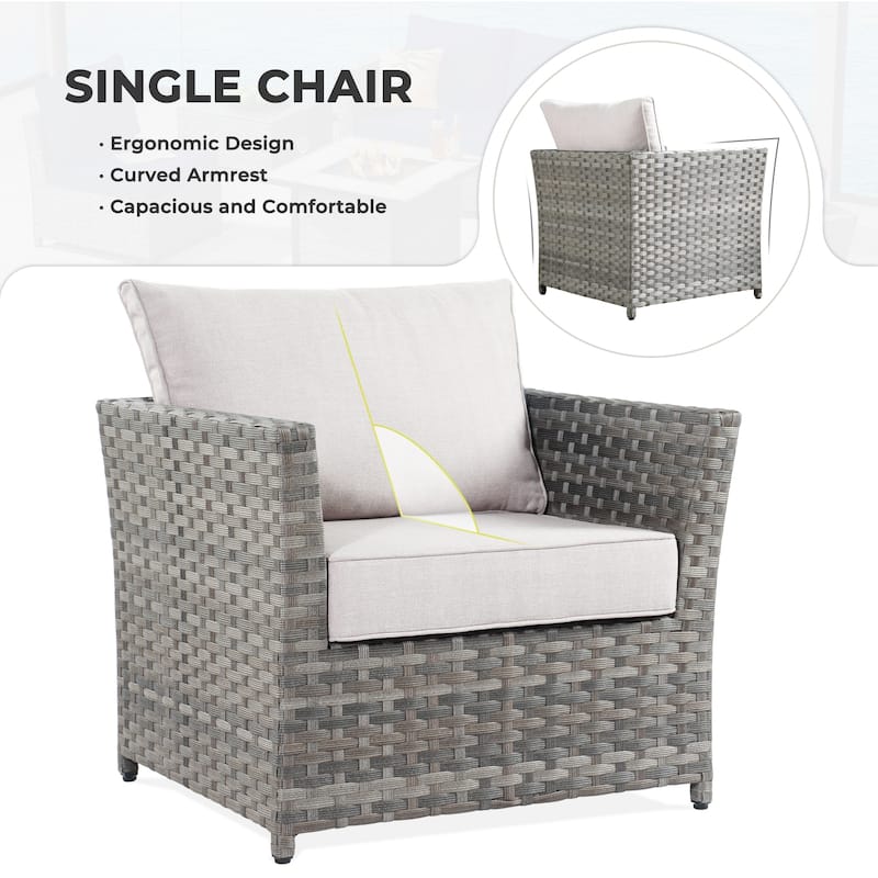 HOOOWOOO 9-piece Handwoven Wicker Patio Sectional Set with Swivel Rocking Chair
