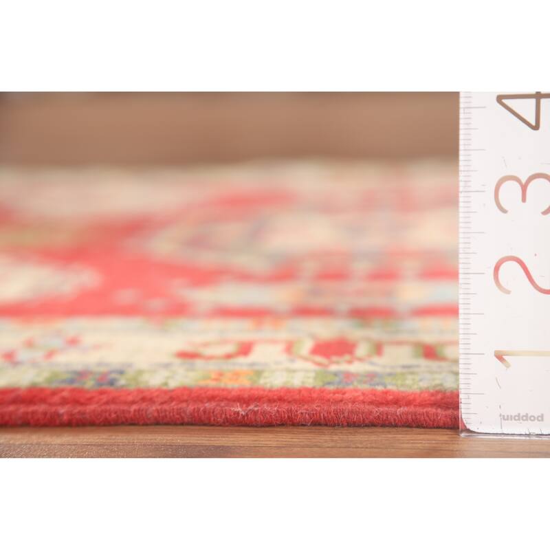 Geometric Kazak Accent Rug Hand-Knotted Wool Carpet - 2'7" x 3'11"