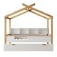 preview thumbnail 5 of 7, Full Size White House Bed with Natural Wood Frame, Twin Trundle, and Bookshelf Storage
