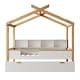 preview thumbnail 1 of 10, White Full Size Wooden House Bed with Storage Bookshelf Original Wood Colored Frame with Twin Trundle for Children or Guest Room White - Full