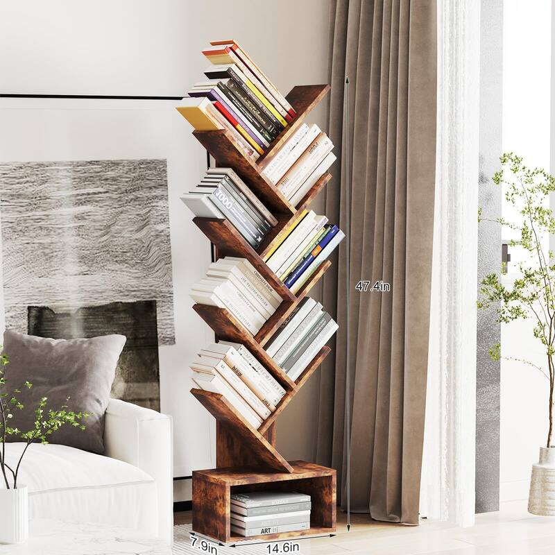 8-Tier Tree Bookshelf with Storage