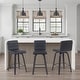 preview thumbnail 62 of 78, Skara Mid-Century Swivel Counter Stool, Upholstered Counter Height Chair with Bentwood Legs Set of 3 - Black Faux Leather & Black