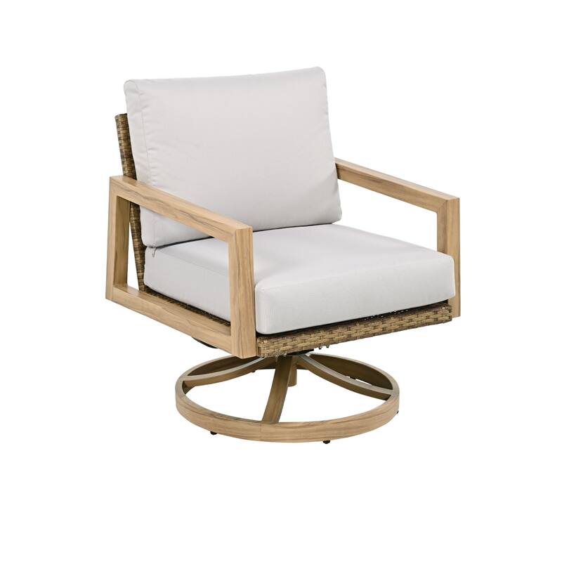 Rattan chair with cushion that swivels - Off White
