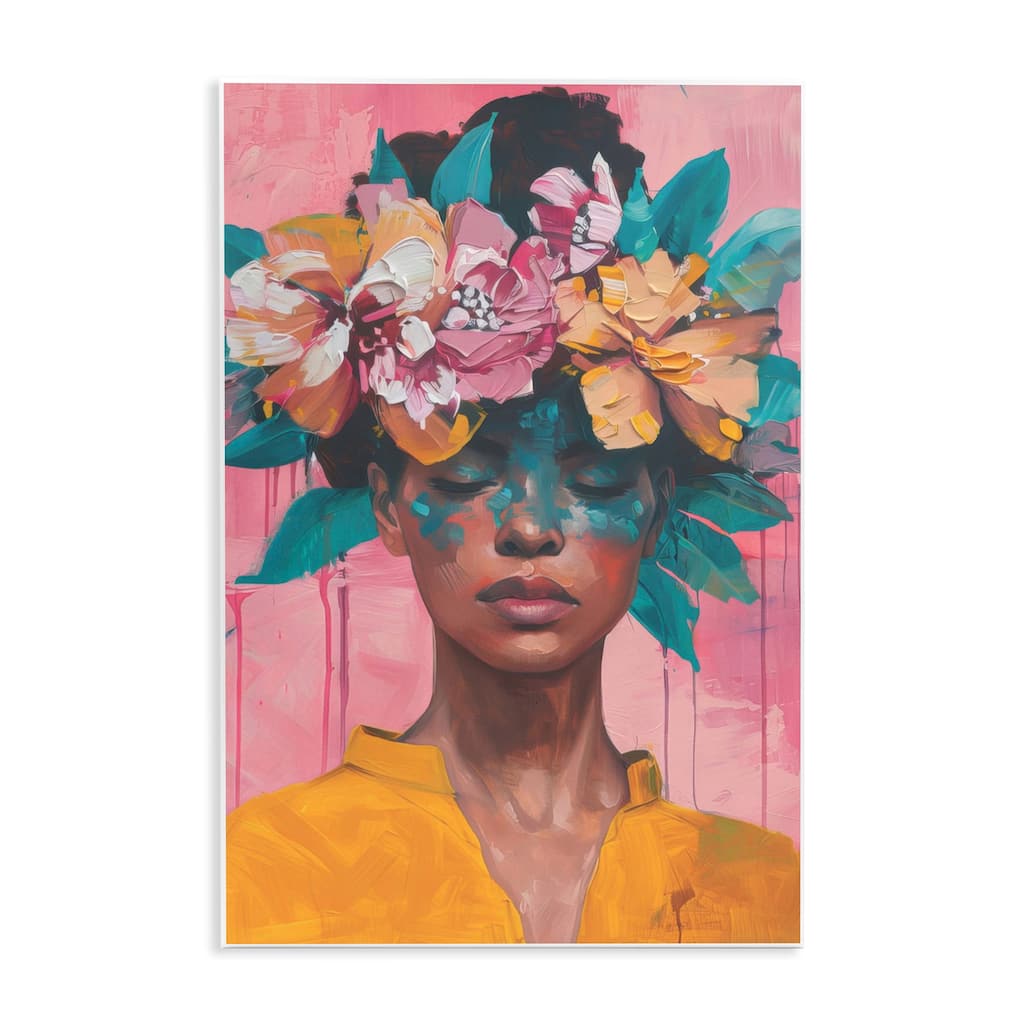Stupell Woman With Floral Headdress Wall Plaque Art Design By LSR Design Studio