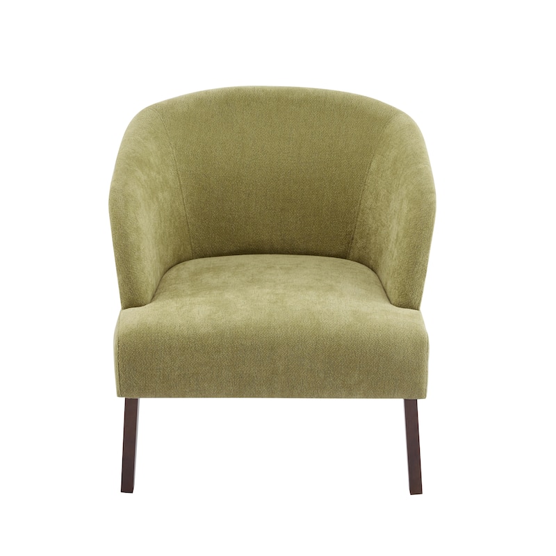 Polyester Mid-Century Accent Chair with Round Back, Wooden Legs and 300lb Weight Capacity