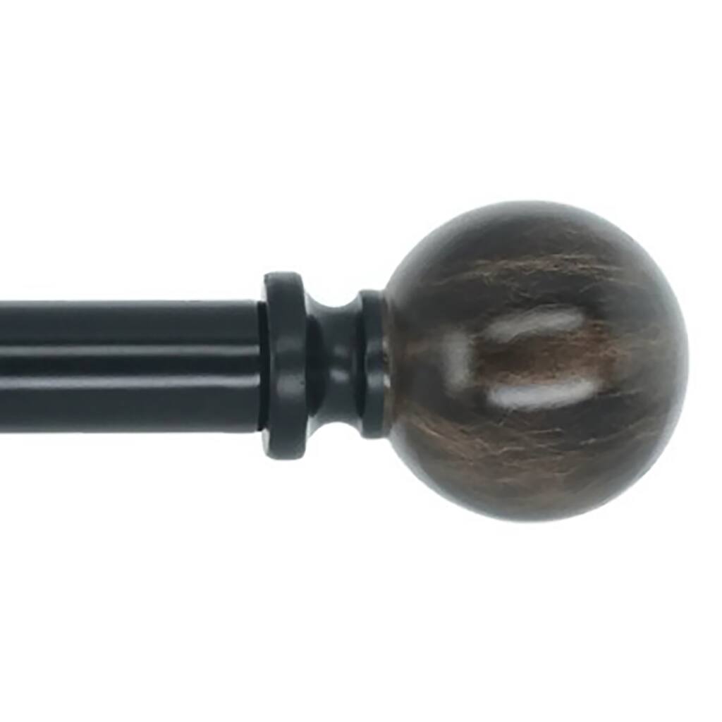 Meriville 1-Inch Diameter Window Curtain Rod, Black Marble Ball