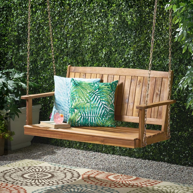 Premium Acacia Wood Porch Swing - Teak