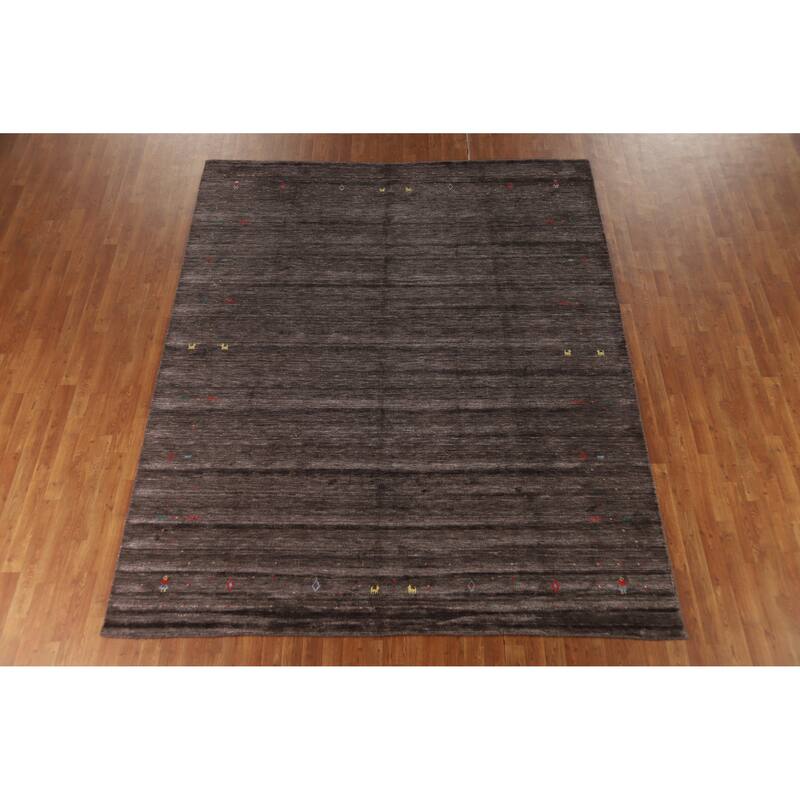 Hand Knotted Oriental 100% Wool Carpet Tribal Tribal Brown Gabbeh Area Rug - 9' 11'' X 8' 0''