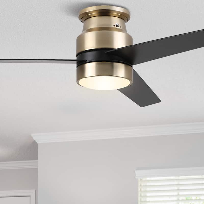 CARRO Aurora 52" 3-Blade Indoor Smart Ceiling Fan with Light and Wall Control - Gold
