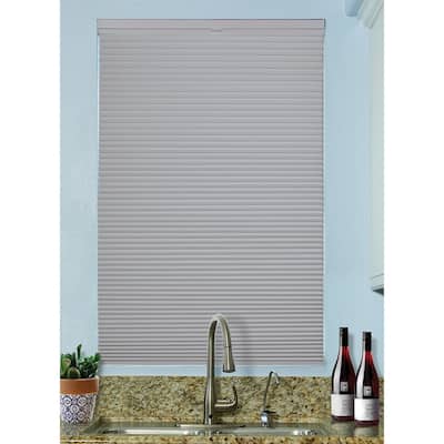 BlindsAvenue Cordless Top Down/Bottom Up Blackout Cellular Honeycomb Shade, 9/16" Single Cell, Gray Sheen