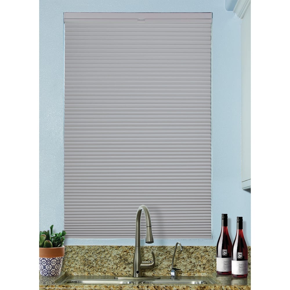 BlindsAvenue Cordless Top Down/Bottom Up Blackout Cellular Honeycomb Shade, 9/16" Single Cell, Gray Sheen