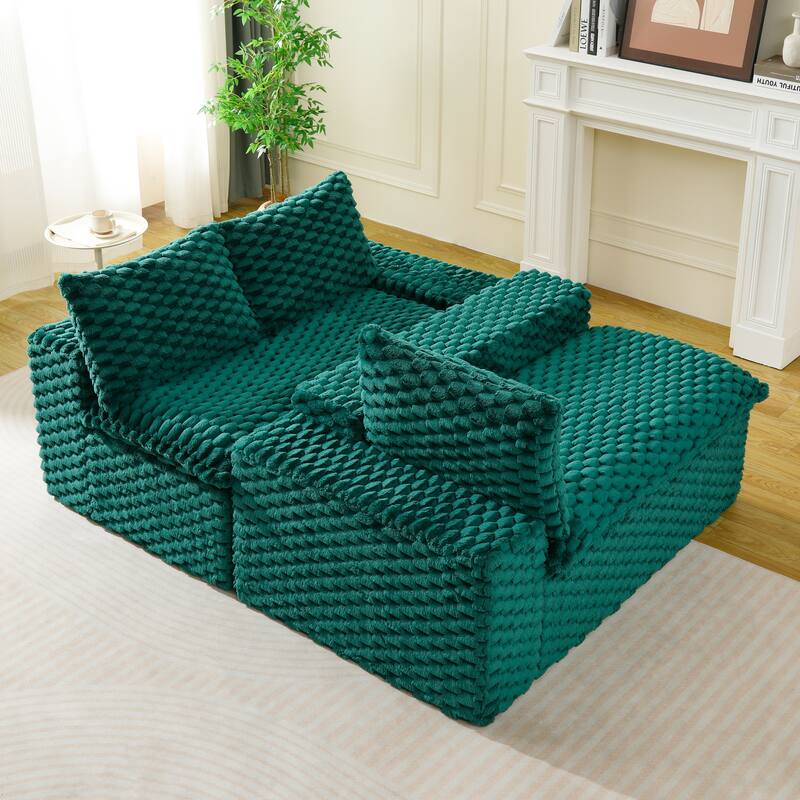Free Combination Modular Couch Fluffy Turtle Velvet Sectional Sofa