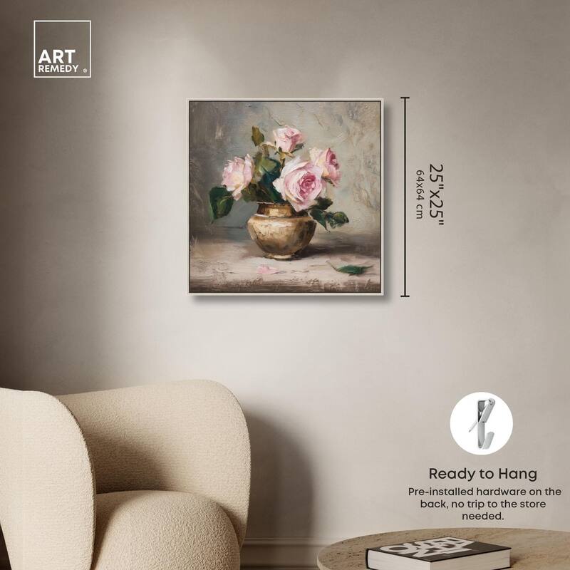 Pink Petals and Brass Canvas by Art Remedy