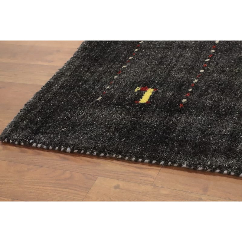 Hand Knotted Oriental 100% Wool Carpet Tribal Animal Pictorial Greys & Charcoal Gabbeh Area Rug - 8' 0'' X 5' 6''