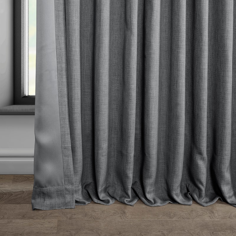 Exclusive Fabrics Faux Linen Extra Wide Room Darkening Curtains Panel - Versatile Privacy Drapery for Wide Windows (1 Panel)