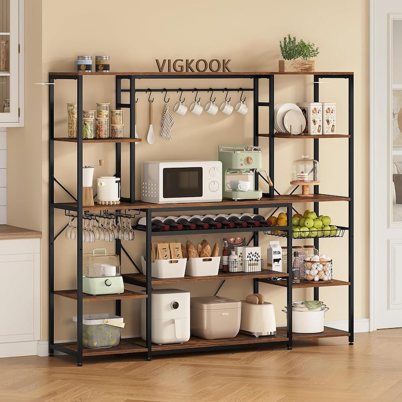 Baker's Rack Kitchen Microwave Stand Storage Shelves 5-Tier Coffee Bar