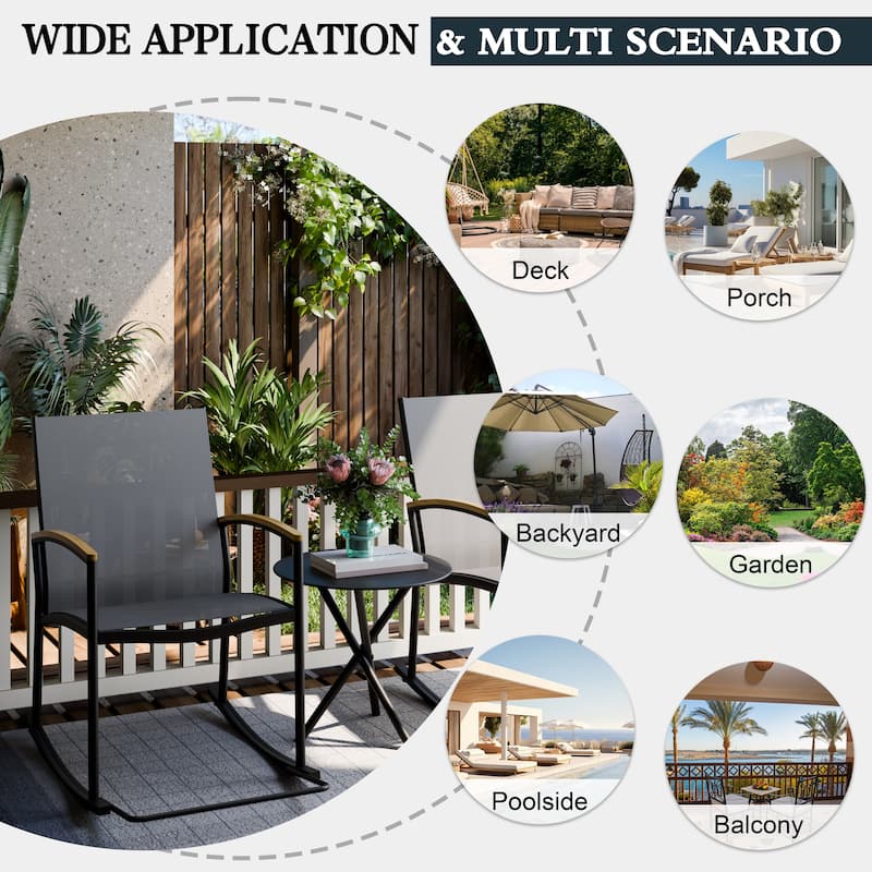 Futzca 3-Piece Patio Bistro Sets, Two Chairs with Coffee Table