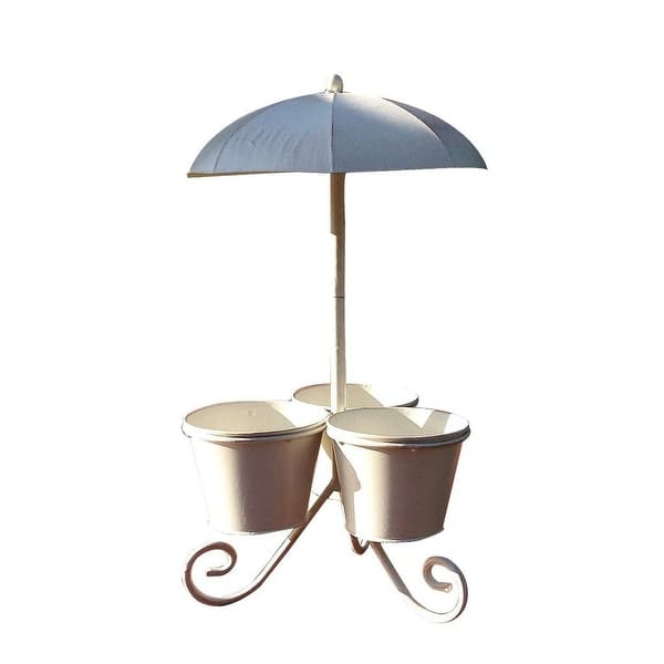 slide 1 of 5, Antique White Iron Pot Stand or Planter Holder