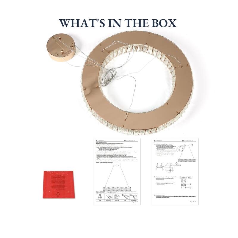 Modern Glam LED 1-Light Crystal Chandelier Drum Ring Lights for Dining Living Room Bedroom - D22" x H3.3"