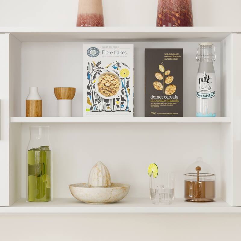 Electric Height Adjustable Standing Desk with Storage Hutch, 68.5” White Home Office Desk with Drawers and Cabinets