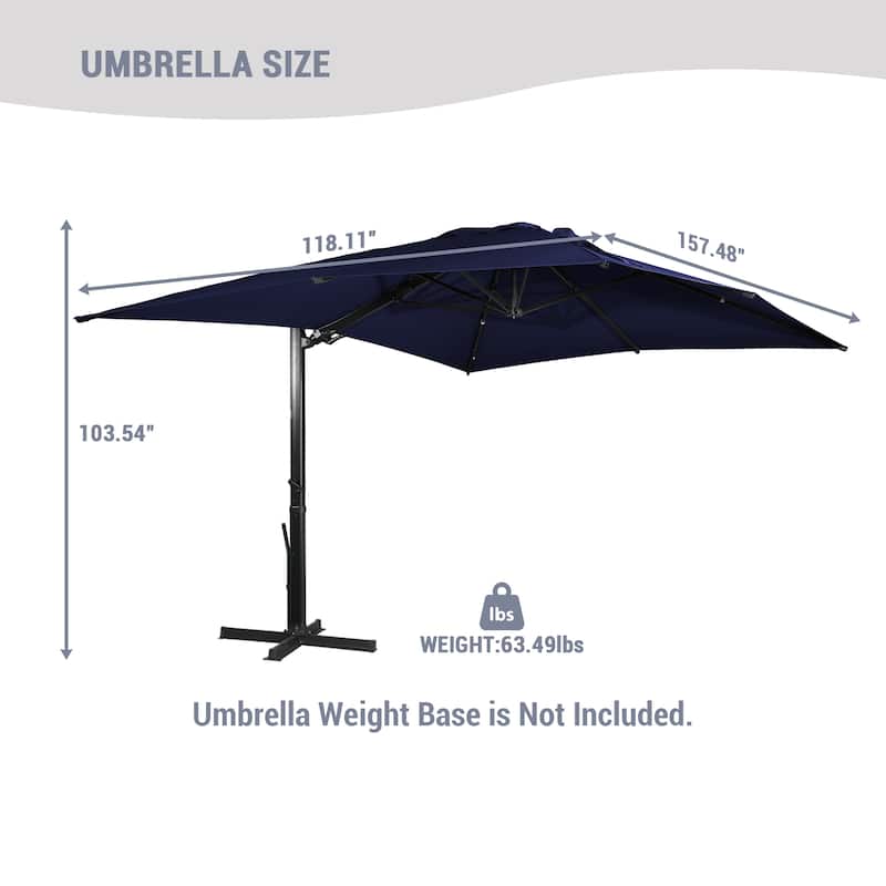 10 x 13ft Patio Rectangular Cantilever Market Umbrella With Stand
