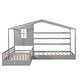preview thumbnail 5 of 9, L Structure 2 Twin Wood House Bed with Fence and Slatted Frame, Grey