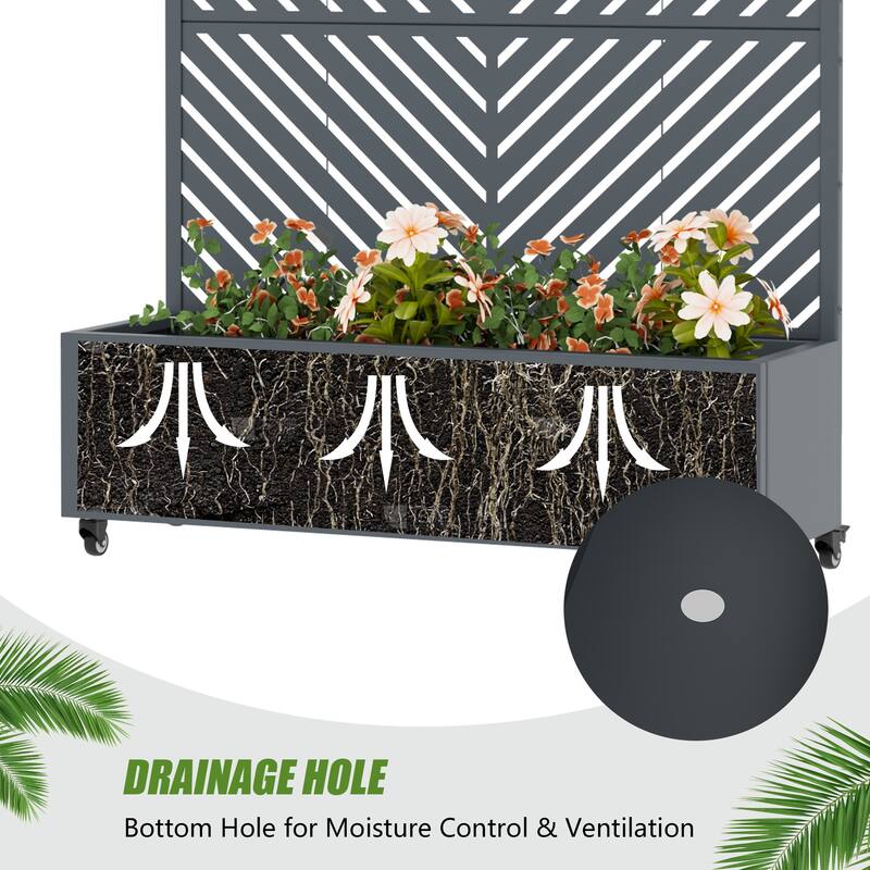 Raised Garden Bed Planter with Trellis Movable Planter Box with Lockable Wheels