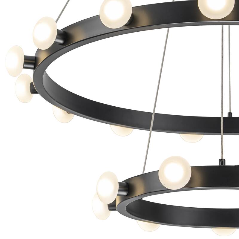 15/24-Light Mid-Century Modern Black Integrated LED Large Wagon Wheel Chandelier for Dining Room/Living Room