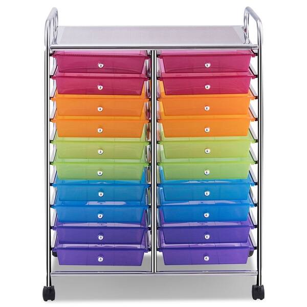 Shop Gymax Office Rolling Cart 20 Storage Drawers Scrapbook Paper
