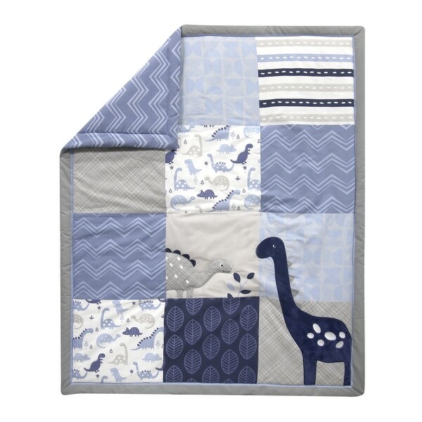 grey and white dinosaur bedding