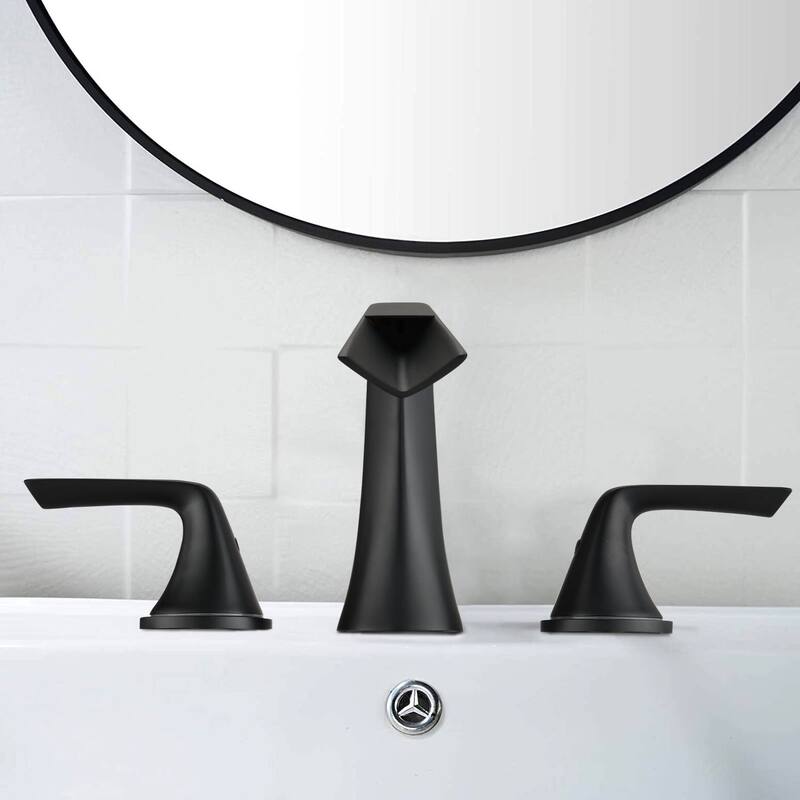 BATHLET 3 Hole 2 Handle Waterfall Bathroom Sink Faucet in Matte Black