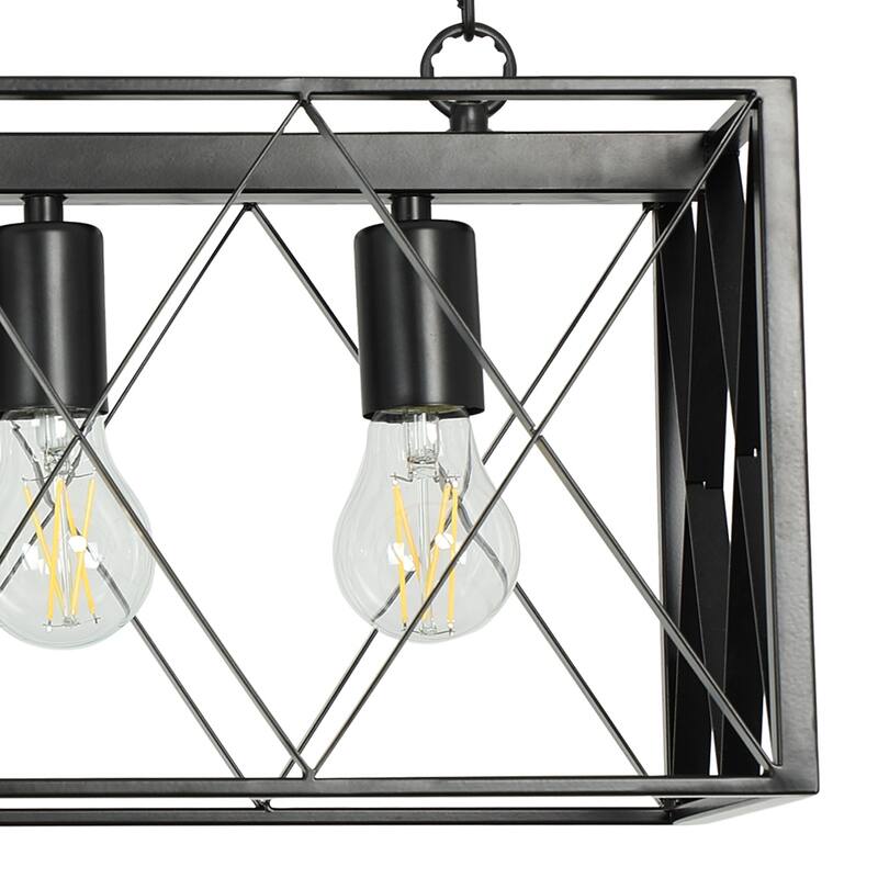 Depuley Industrial Metal Rectangle Kitchen Island Chandelier Black