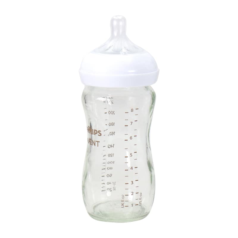 Philips Avent Natural Glass Baby Bottles with Natural Response Nipples (Medium Flow, Flow 3), 8oz, 2-Pack, SCY913/02