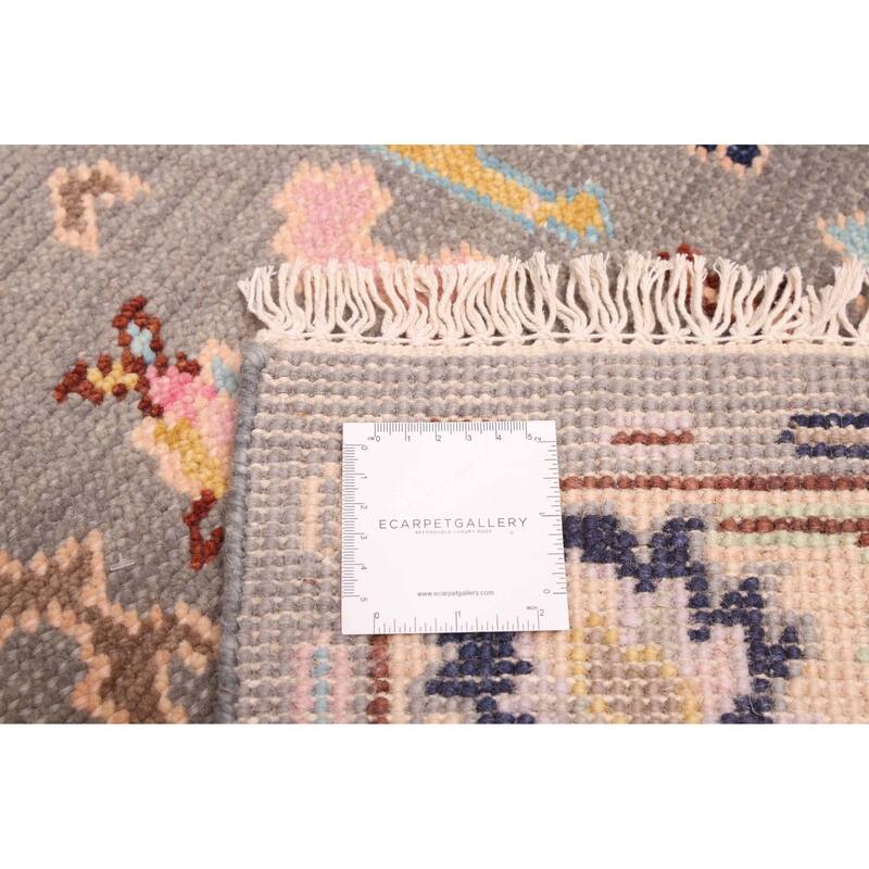 ECARPETGALLERY Hand-knotted Modern Oushak Dark Grey Wool Rug - 3'0 x 4'11